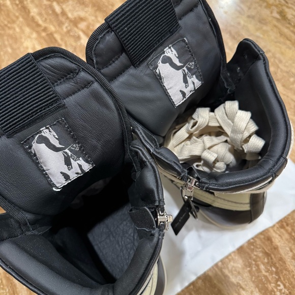 Rick Owens Black and Cream High-Top Sneakers - Picture 7 of 9